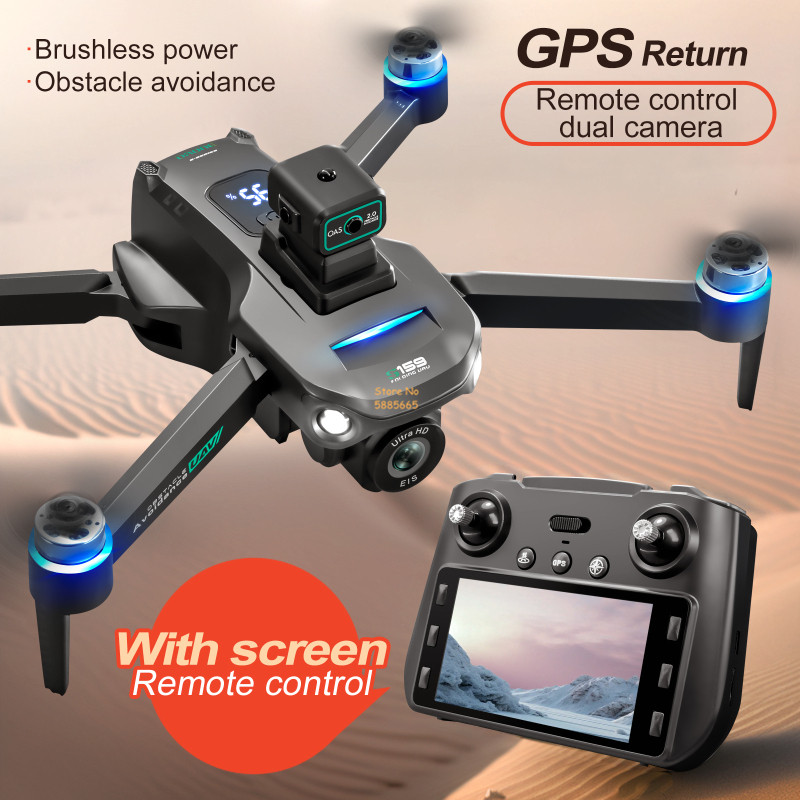 Drone Gimbal Brushless - リモコン付きクワッドコプタードローン,障害物回避,LEDスクリーン,ブラシレス,GPS,追跡,デュアルカメラ8k,wifi 5g,fpv,2km