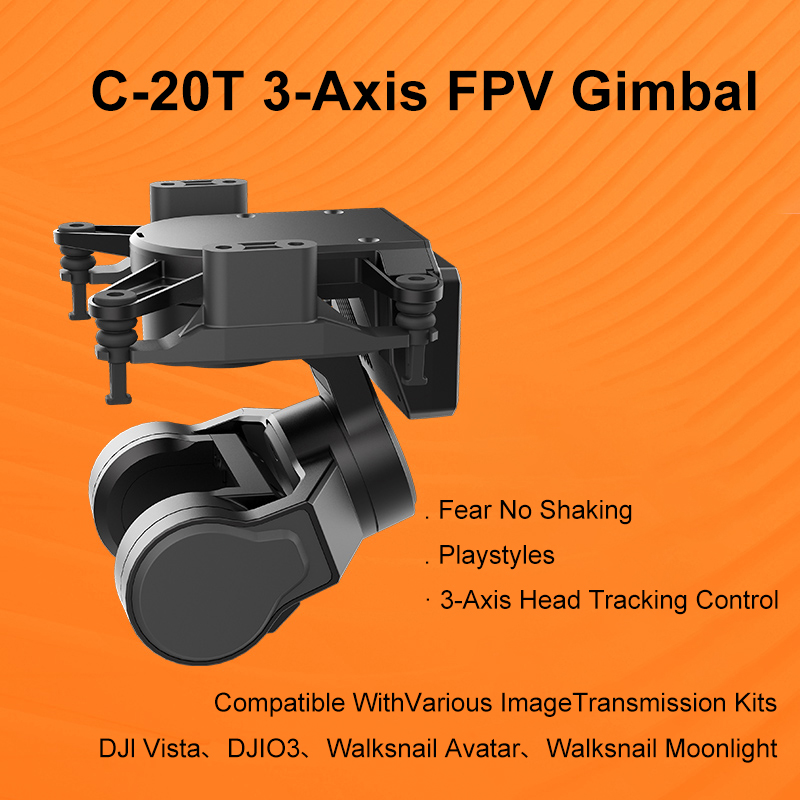 Drone Gimbal Mount - FPVレーシングドローン用3軸ジンバル、安定性向上、PTZ対応、DJI O3、CADDX、Walksnail、Mavlink、Sbus対応