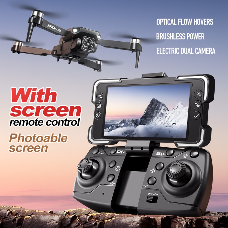 M10カメラドローン、画面付きリモコン、デュアルカメラ、オプ - Drone Gimbal Brushless のレビューと価格